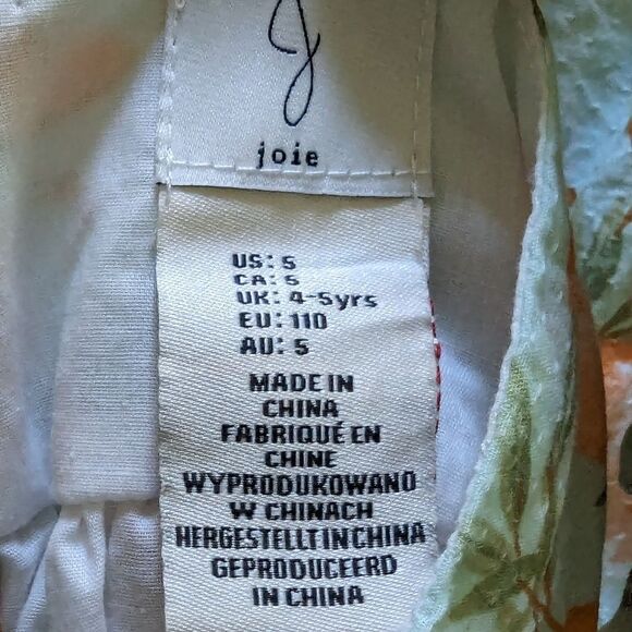 Joie Kids Citrus Oranges Floral Ruffle Sleeveless Lined Cotton Dress‎ Girls Sz 5 - Picture 7 of 11